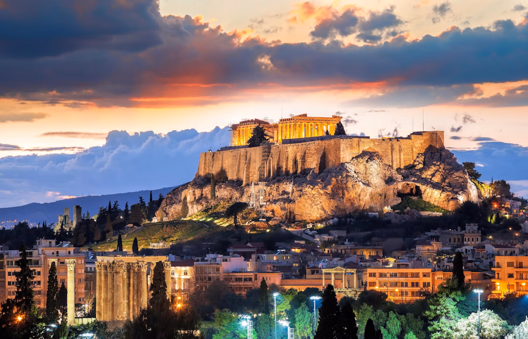 View towards the Acropolis in Athens
