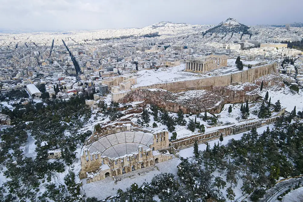 Athens winter city view